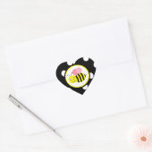 Bumble bee - roze / zwart hart sticker (Envelop)