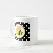 Bumble bee - roze / zwart koffiemok (Voorkant links)