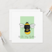 Bumble bee schatje wenskaart kaart (Voorkant / Achterkant in situ)