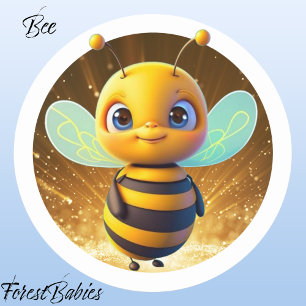 Bumble Bee Schattigee Honing Dierlijke Cartoon Gra Ronde Sticker