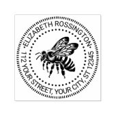Bumble Bee Side Uitzicht Ronde Naam Retouradres Zelfinktende Stempel (Design)