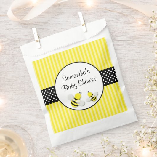 Bumble Bee Striped Polka Dots Baby shower Bedankzakje (Geknipt)