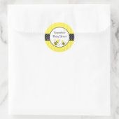 Bumble Bee Striped Polka Dots Baby shower Ronde Sticker (Tas)
