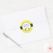 Bumble Bee Striped Polka Dots Baby shower Ronde Sticker (Envelop)