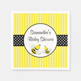 Bumble Bee Striped Polka Dots Baby shower Servetten