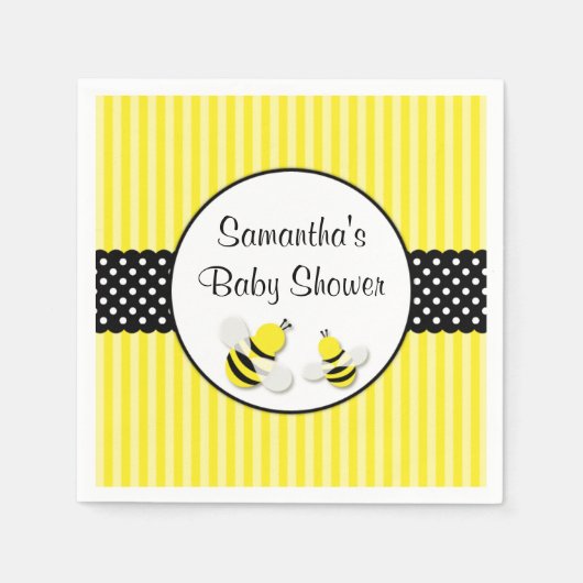 Bumble Bee Striped Polka Dots Baby shower Servetten (Voorkant)