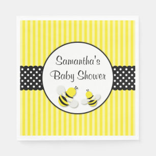 Bumble Bee Striped Polka Dots Baby shower Servetten