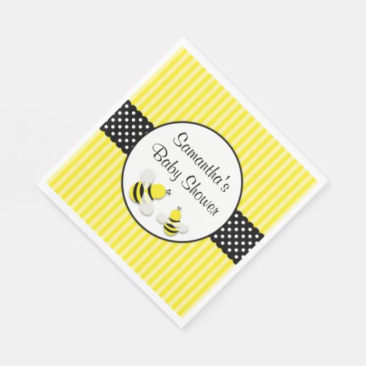 Bumble Bee Striped Polka Dots Baby shower Servetten (Hoek)
