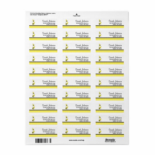 Bumble Bee Striped Retouradres Etiket (Full Sheet)