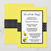 Bumble Bee Striped Stippen Baby Shower Invitations Kaart (Voorkant / Achterkant)