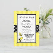Bumble Bee Striped Stippen Baby Shower Invitations Kaart (Staand voorkant)