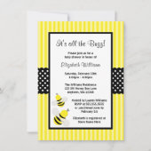 Bumble Bee Striped Stippen Baby Shower Invitations Kaart (Voorkant)
