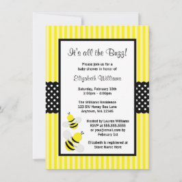 Bumble Bee Striped Stippen Baby Shower Invitations Kaart