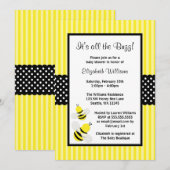 Bumble Bee Striped Stippen Baby Shower Invitations Kaart (Voorkant / Achterkant)