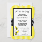 Bumble Bee Striped Stippen Baby Shower Invitations Kaart (Voorkant)