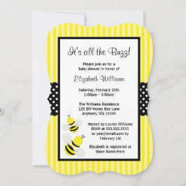 Bumble Bee Striped Stippen Baby Shower Invitations Kaart