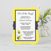 Bumble Bee Striped Stippen Baby Shower Invitations Kaart (Staand voorkant)