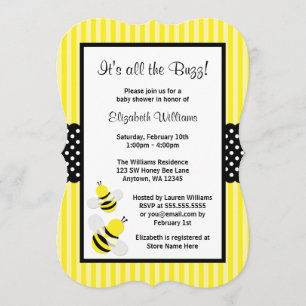 Bumble Bee Striped Stippen Baby Shower Invitations Kaart