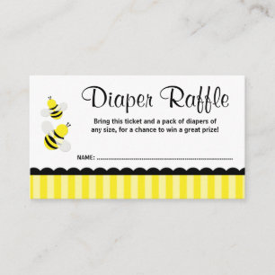 Bumble Bee Striped Stippen Luier Raffle Ticket Informatiekaartje