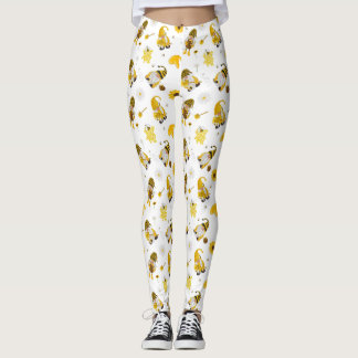 Bumble Bee Sunflower Yellow Gnome Leggings