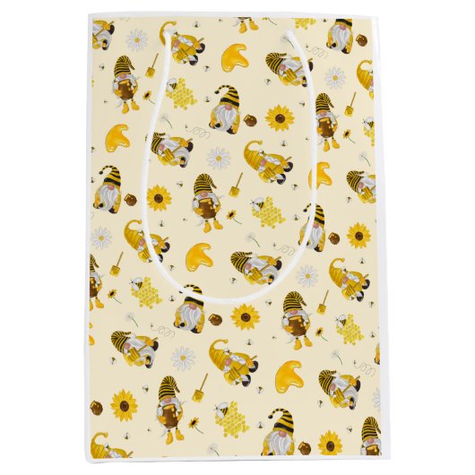 Bumble Bee Sunflower Yellow Gnome Tissue Paper Medium Cadeauzakje (Voorkant)