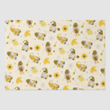 Bumble Bee Sunflower Yellow Gnome Tissue Paper