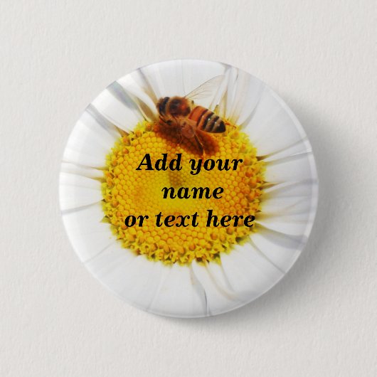 Bumble Bee & The Flower_ Ronde Button 5,7 Cm (Voorkant)