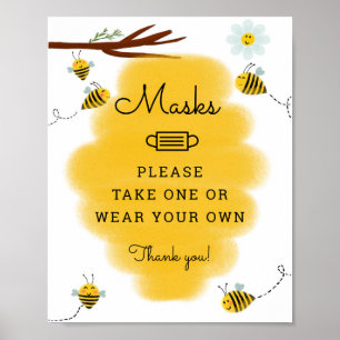 Bumble bee thema Baby shower maskers Poster