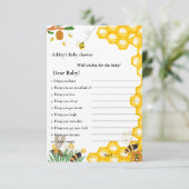 Bumble bee thema's wensen voor het baby shower spe kaart (Staand voorkant)