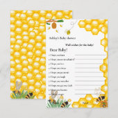 Bumble bee thema's wensen voor het baby shower spe kaart (Voorkant / Achterkant)
