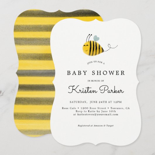 Bumble Bee Theme Baby shower Invitation Kaarten (Voorkant / Achterkant)