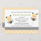 Bumble Bee Twins Baby Shower Invitations Kaart (Voorkant / Achterkant)