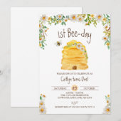 Bumble Bee Verjaardag, 1e Bijendag Kaart (Voorkant / Achterkant)