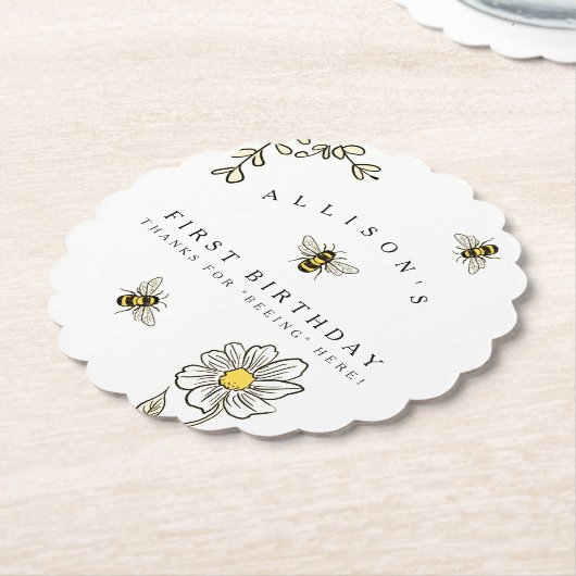 Bumble Bee Verjaardagsfeest Custom Onderzetter (Gekanteld)