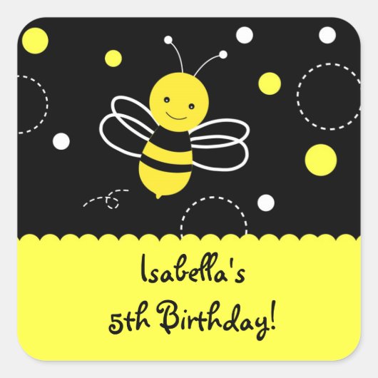 Bumble Bee Verjaardagsfeestje Favor Stickers Label (Voorkant)