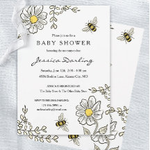 Bumble bee Virtual Baby Shower-uitnodigingen