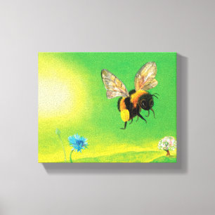 Bumble Bee Vliegillustratie Canvas Afdruk