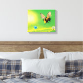 Bumble Bee Vliegillustratie Canvas Afdruk (Insitu (Slaapkamer))