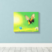 Bumble Bee Vliegillustratie Canvas Afdruk (Insitu (Houten vloer))