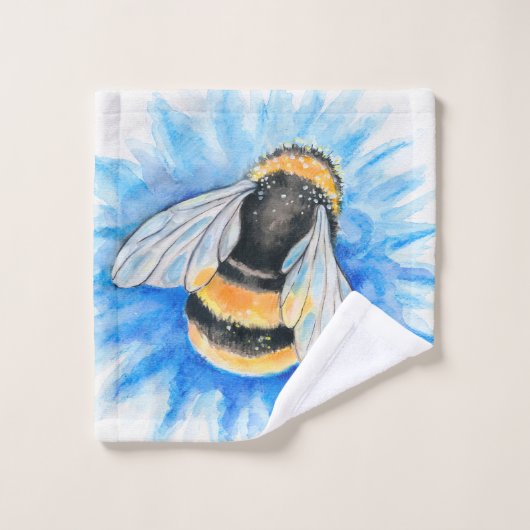 Bumble Bee Waterverf Art Bad Handdoek (Wasdoekje)