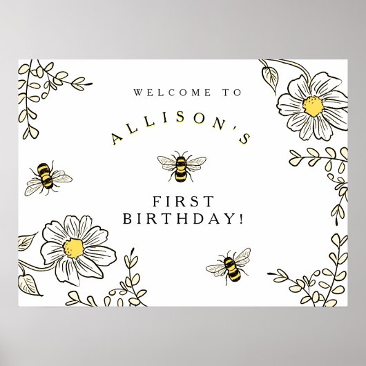 Bumble Bee Welcome for Bumble Bee Birthday Poster (Voorkant)