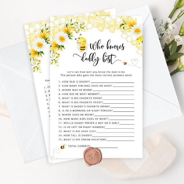 Bumble bee Wie kent papa beste baby shower spel (Creator heeft geüpload)