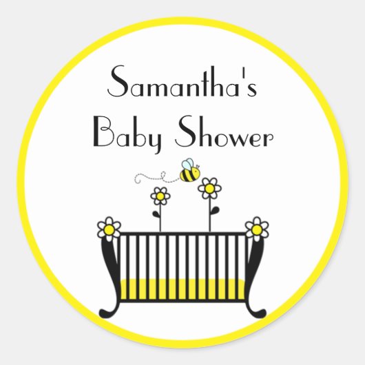 Bumble Bee Wieg Baby shower Ronde Sticker (Voorkant)
