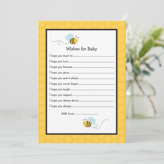 Bumble Bee Wishes for Baby Advice Kaarten (Staand voorkant)