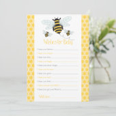 Bumble Bee Wishes for Baby-Baby shower Game Advieskaart (Staand voorkant)