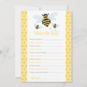 Bumble Bee Wishes for Baby-Baby shower Game Advieskaart