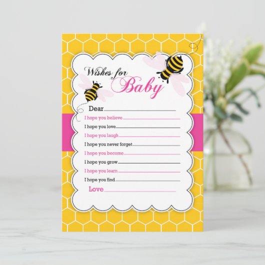 Bumble Bee Wishes for Baby Kaart (Staand voorkant)