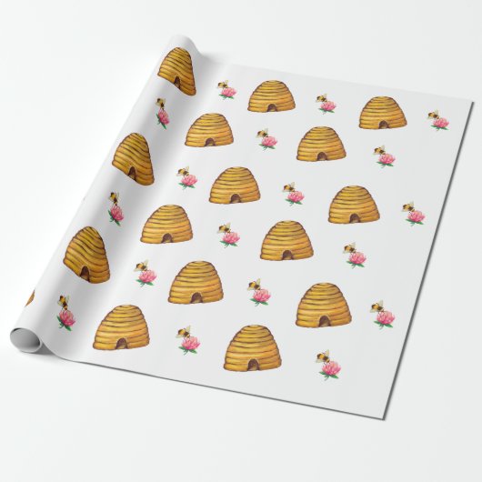 Bumble Bee Wrapping Paper Cadeaupapier (Uitgerold)