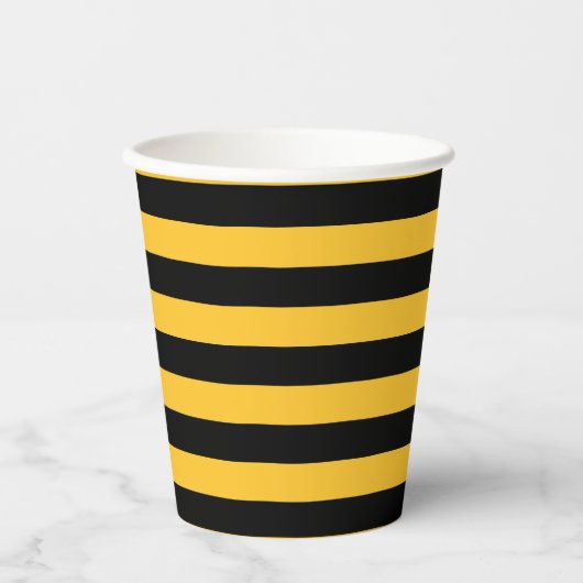 Bumble Bee Yellow and Black Bee Thmed Papieren Bekers (Voorkant)