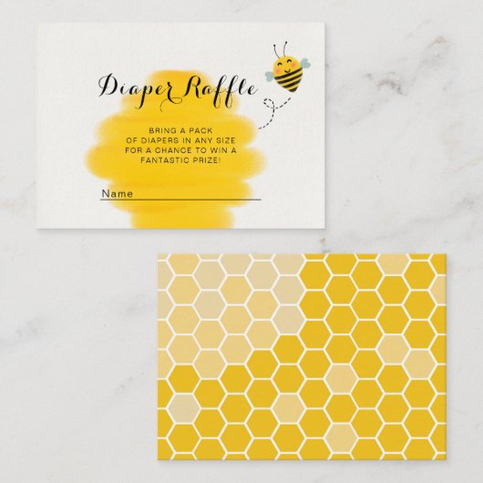 Bumble Bee Yellow Baby shower Diaper Raffle Informatiekaartje (Voorkant / Achterkant)